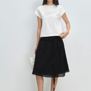 Váy lửng - Black Overlap Mid-length Skirt